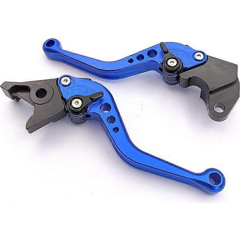 Convient pour la moto Suzuki BK400, poignée de frein, d'embrayage et de klaxon réglable en alliage d'aluminium, accessoires de chariot (poignée courte bleue) (1/5)