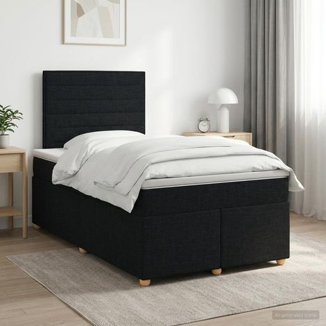 vidaXL Cama box spring con colchón Negro 120 x 190 cm Tela (1/5)