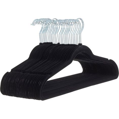 Lot de 30 cintres en Velours pour Costumes, Noir (1/4)