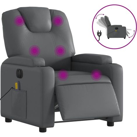 Maison Exclusive - Massagesessel Elektrisch Grau Kunstleder