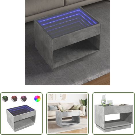 vidaXL Mesa de centro con Infinity LED gris hormigón 70x50x50 cm (1/5)
