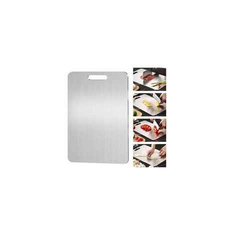 Planche à Découper en Titane,Yamato Titanium,Planche a Decouper Inox pour La Cuisine,Pour la viande,Fromage,le pain,les légumes,les fruits (39 x 28 cm) (1/4)