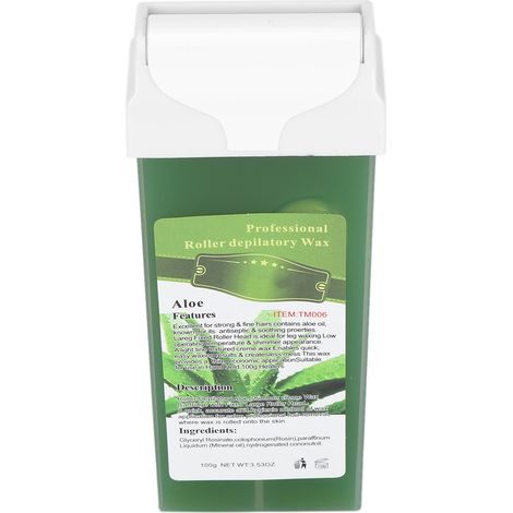Cire dépilatoire roll-on 100 g pour le corps, les jambes, la poitrine, les bras, le maillot et les aisselles, à l'aloe vera (1/5)