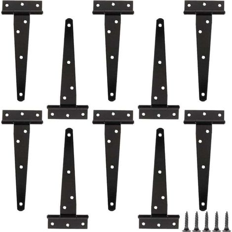 10 six-inch T-hinges, heavy-duty T-hinges, T-door hinges, with 70 screws, suitable for doors, windows, fences, sheds, etc. (1/4)