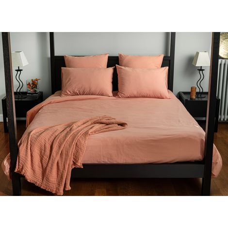 Housse de couette en coton lavé Cap Ferret Terracotta 280x240 cm