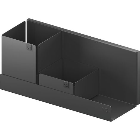 Vauth-Sagel Wandregal Metall Board-3 Box M Organizer Set für alle Wohnbereiche - Wandablage mit Boxen, Stahl pulverbeschichtet lavagrau (1/5)
