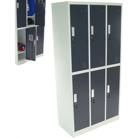 Spind 6-Fächer Sechserspind Garderobenschrank Umkleidespind Metall Schrank 57022 (1/5)