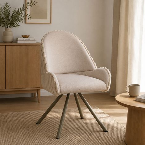 Silla Kinna, 2 Sillas, Tapizadas, Estructura Color Crema, Blanco Crema (1/3)
