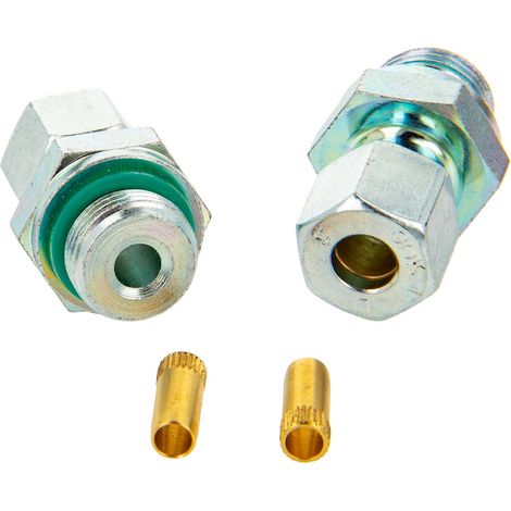 Schneidringverschraubung-Satz Typ GERLB - Schneidring Ø 8 mm x zylindr. AG G 3/8 Zoll, O-Ring & Verstärkungshülse, Stahl verzinkt, Schneidring Messing