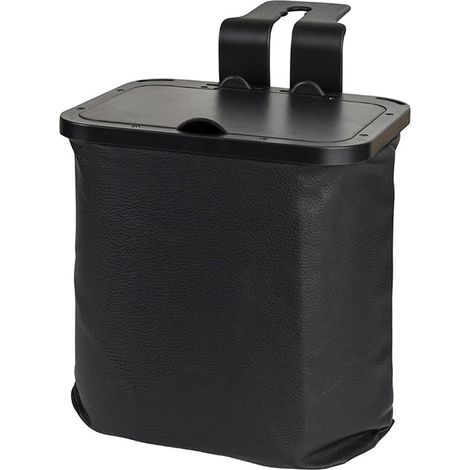 Piccolo cestino universale per auto con coperchio impermeabile, contenitore portatile da appendere in auto, nero (1/5)