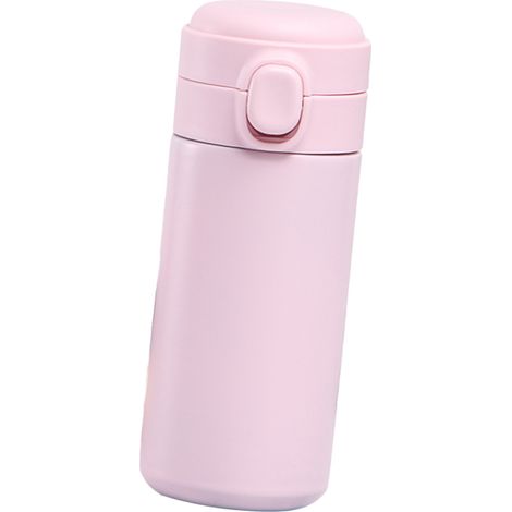 Bouteille isotherme à couvercle pop-up 420 ml, mini, mignonne, double paroi sous vide, en acier inoxydable, tasse à eau portable pour un usage quotidien, cadeau idéal pour le bureau, rose (1/5)