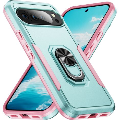 (Vert/Rose, Google Pixel 10) Étui de téléphone résistant et durable avec support magnétique pour voiture, protection antichoc (1/5)