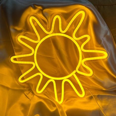 Enseigne au néon solaire,panneau esthétique jaune lever du soleil LED pour chambre à coucher enseignes murales au néon,Art mural Led pour anniversaire