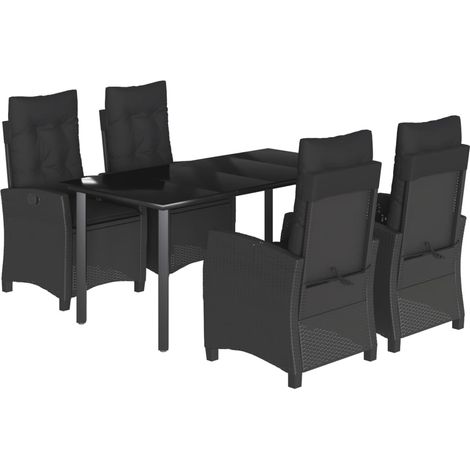 Maison Exclusive - 5-tlg. Garten-Essgruppe mit Kissen Schwarz Pol (1/5)
