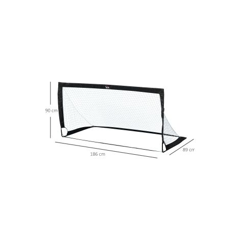 2 buts de football pliables 186x89x90 cm en métal noir, gain de place pour jardin FloraGrace (1/5)