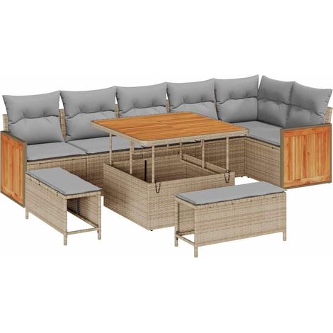 Maison Exclusive - Gartensofa-set mit Kissen 11 pcs Beige und Hel