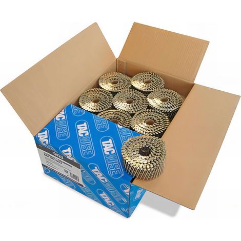 Boîte de 9000 clous à tête plate galvanisés D. 2,5 x 50 mm – Tige annelée pour fixation renforcée – Pour cloueurs Tacwise