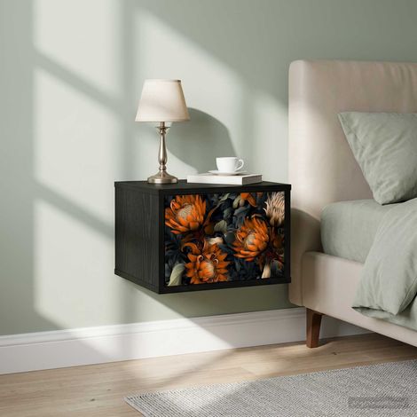 vidaXL Mesita de noche de pared LOCHEM Roble Negro 36 x 33 x 25 cm (1/5)