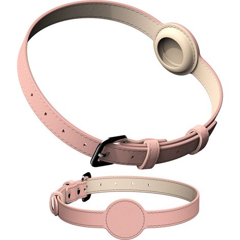 Collier AirTag pour chat en cuir PU – Collier ajustable avec porte-étiquette AirTag dissimulé – Collier traceur GPS pour chats et petits chiens – Rose (1/4)