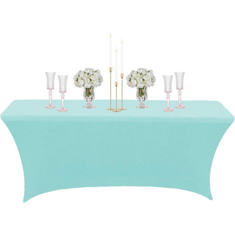 Elastische Tischdecke Hellblau 183x76cm Abwaschbar Wasserabweisend für Partys & Events
