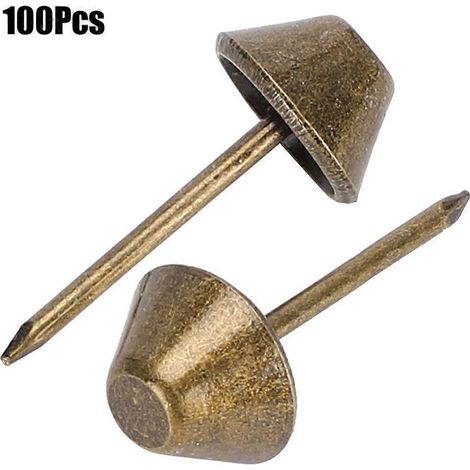 Kit de 100 clous de meubles vintage, assortiment de clous pour canapé et épingles pour projets de bricolage (1/4)