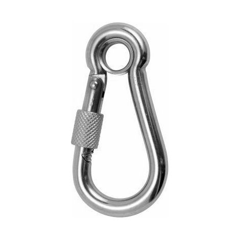 Mousqueton pompier à oeil + vis de sécurité inox A4 - Diamètre: 10