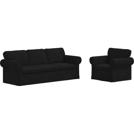 Ensemble de Canapés 2 pcs Salon de jardin Noir 215 x 82 x 80 cm tissu (1/5)