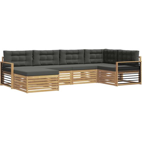 Outdoor-Sofagarnitur 6 stk. Weiß und Anthrazit Polyester vidaXL (1/5)