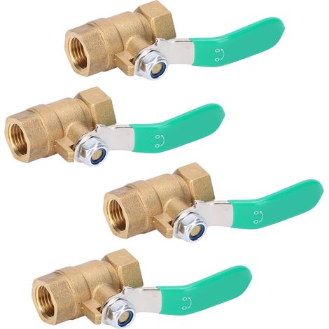Vanne à bille à filetage interne 4 points, robinet d'arrêt de vidange en laiton épais, système de tuyauterie d'eau (lot de 4) (1/5)