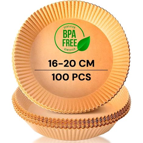 Papier Cuisson Air Fryer Rond 16-20 cm Pâte Naturelle Antiadhésif Sans BPA Pour Friteuse 5-8L (1/5)