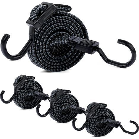 Tendeurs Elastique avec Crochets 4 Pièces, 100cm Réglable Sandow Elastique pour Bagages, Barres de Toit, Bâche, Cargaison Mobile, Camps, Bâches (Gris) (1/5)