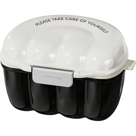 boîte de rangement pour appareils orthodontiques - Boîte de rangement portable - Convient aux aligneurs Invisalign et aux prothèses dentaires - Brosse de nettoyage incluse - Grand format - Blanc et no (1/5)