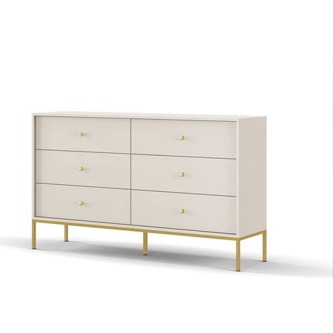 Cassettiera, beige sabbia, 154 x 83 x 39 cm, gambe dorate (1/5)