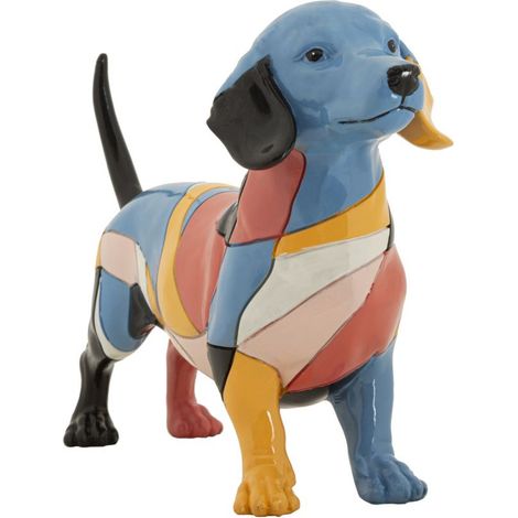 Scultura Bassotto Rubic in resina multicolore stile cubista (1/5)