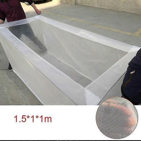 Filet d'aquaculture en polyéthylène haute densité non toxique, adapté à la pisciculture et à la conservation des sols et de l'eau, 1,5 × 1 × 1 mètre. (1/5)