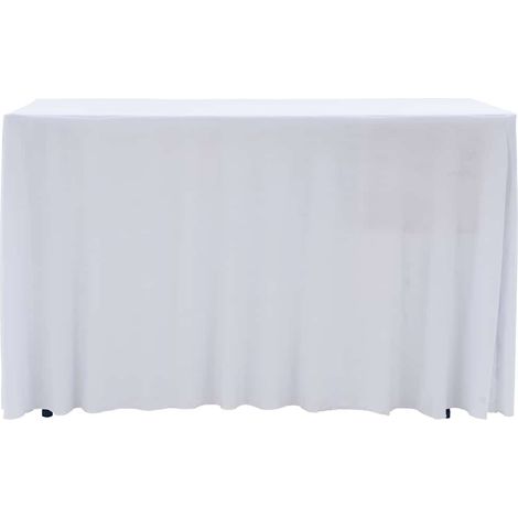 Maison Exclusive - Copertura Elastica per Tavolo con Gonna 2pz 120x6,5x74cm Bianco (1/5)