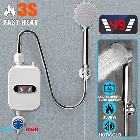 Robinet chauffe-eau instantane 220V 3500W affichage Digital, prise ue, pour salle de bain, douche chaude, pour maison de campagne, hotel, chalet (1/4)