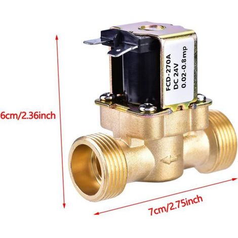 Valve Magnétique Électrique 24V 3/4" Normalement Fermée en Laiton (1/5)