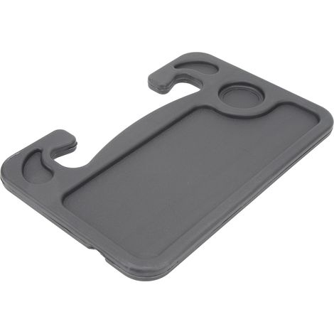 Tablette double face en forme de volant de voiture avec porte-gobelet et emplacement pour stylo, table repas multifonctionnelle pour voiture, noire. (1/5)