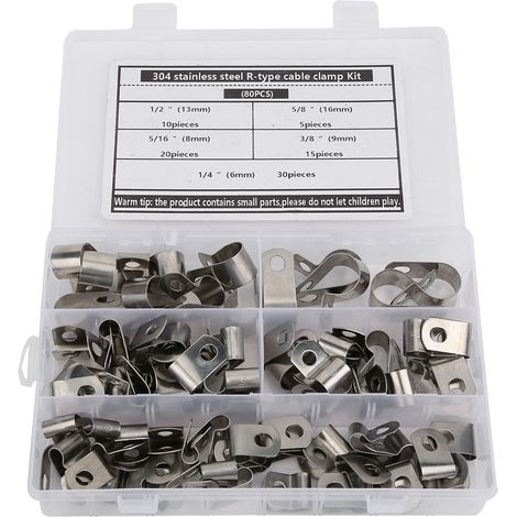 Kit de serre-câbles de Type R, 80 pièces, pièces de quincaillerie en acier inoxydable 304, résistant à la Corrosion, 6-16mm (1/5)