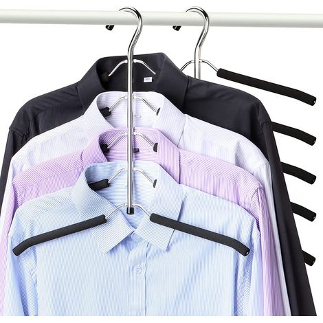 Black Clothes Hanger, 5 in 1 Multi-Function Magic Metal Hanger Non-Slip Clothes Hanger with Multi-Pu (1/5)