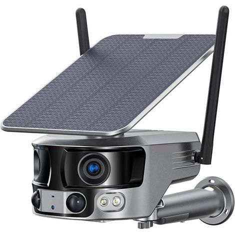 Caméra de sécurité à Domicile Caméra Solaire d'extérieur 4G 4K 8mp, Double Objectif, Angle de Vue Ultra Large de 180 °, détection Humaine PIR, caméra de sécurité, Zoom 4X(4K 4G Add 128GB) (1/5)
