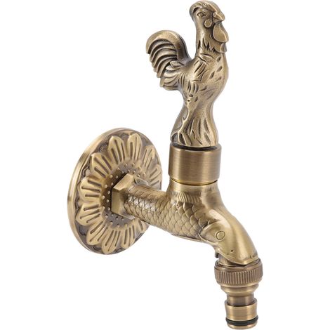 Antiker, geschnitzter Wasserhahn aus Bronze und Kupfer, Retro-Stil, rostfrei, für den Außenbereich, Gartenarmatur, Toilette, G1/2 Zoll, Hahn (1/5)