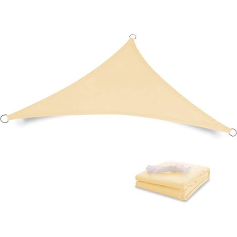 royaluxe -Voile d'ombrage triangulaire 2,5 2,5 2,5 m imperméable à l'eau pour terrasse de jardin extéri, blanc crème (1/5)