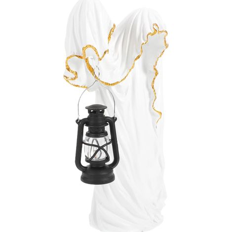 Statue Fantôme Sorcier avec Lanterne Halloween Décoration Mystique et Effrayante pour Intérieur et Extérieur Sculpture Élégante pour Table Salon et Jardin (1/5)
