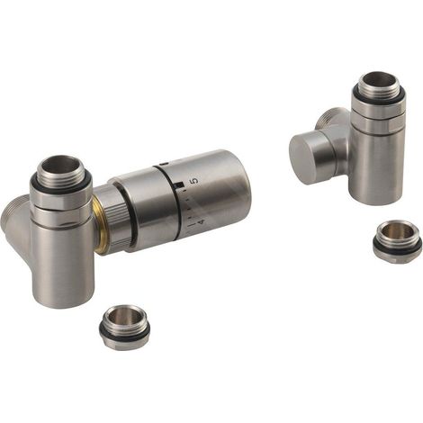 Sapho Corner Combi - Jeu de raccordement thermostatique de robinets, version gauche, inox brossé CP3521S (1/4)