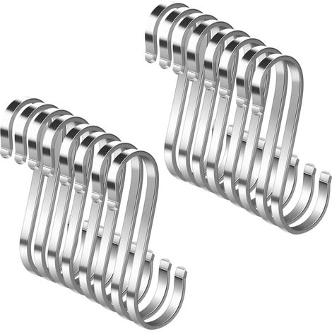 Lot de 16 Crochets en S de suspension multifonctions Crochets en forme de S en acier inoxydable Crochet S pour salle de bains chambre bureau cuisine (1/5)