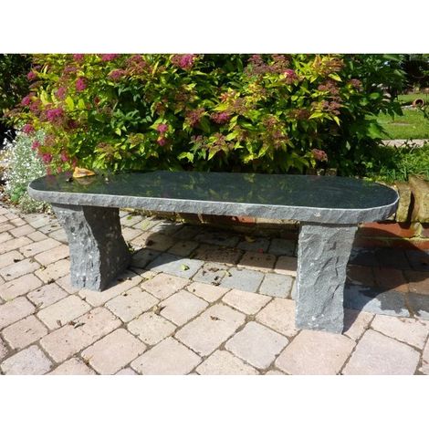 Winsor Black Rustic Garden Bench - Bull Nose End - 120 x35 x 42cm H