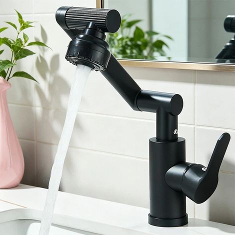 Mitigeur de Lavabo Rabattable, Pivotant à 360° Flexible Rotation Robinet Salle de Bain,Robinet Evier Sous Fenêtre,2 Modes de Pulvérisation