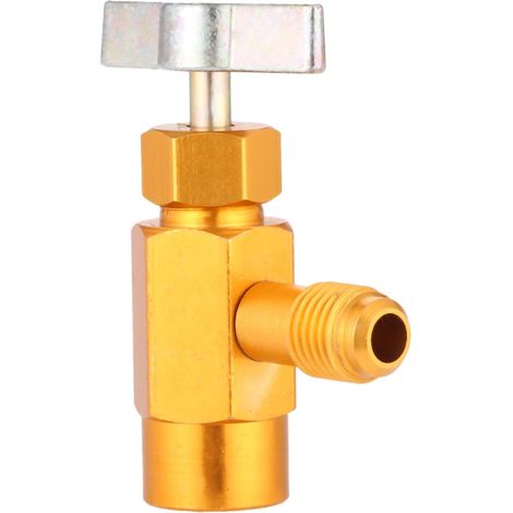 R-134A Can Tap, R134A Dispenser Puncturing Valve AC Refrigerant Bottle Opener with 1/4’’ SAE Male to 1/2" Acme Female Thread Connect R12 R22 Manifold for AC Charging (1/2’’ to1/4’ Thread) (1/5)